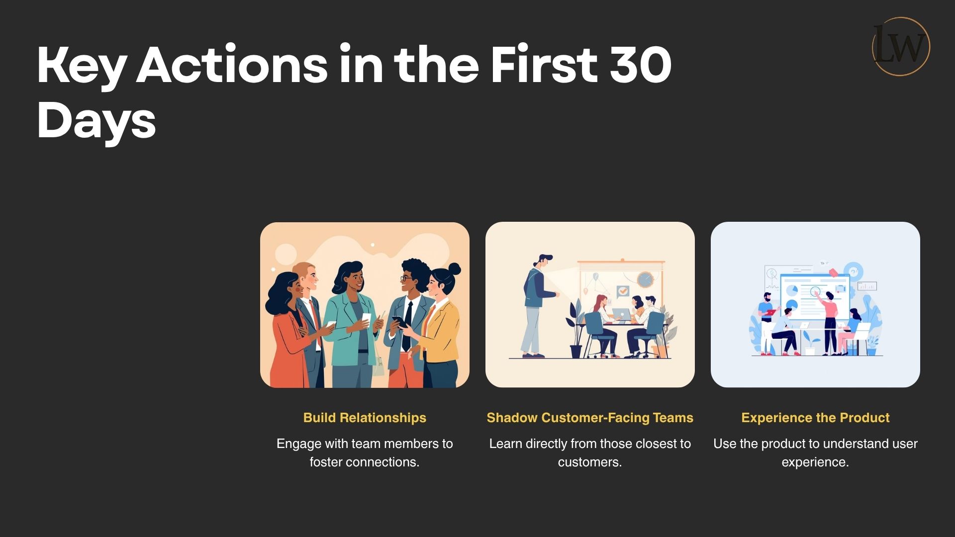 Key Actions in the First 30 Days — Build Relationships, Shadow Customer-Facing Teams, Experience the Product